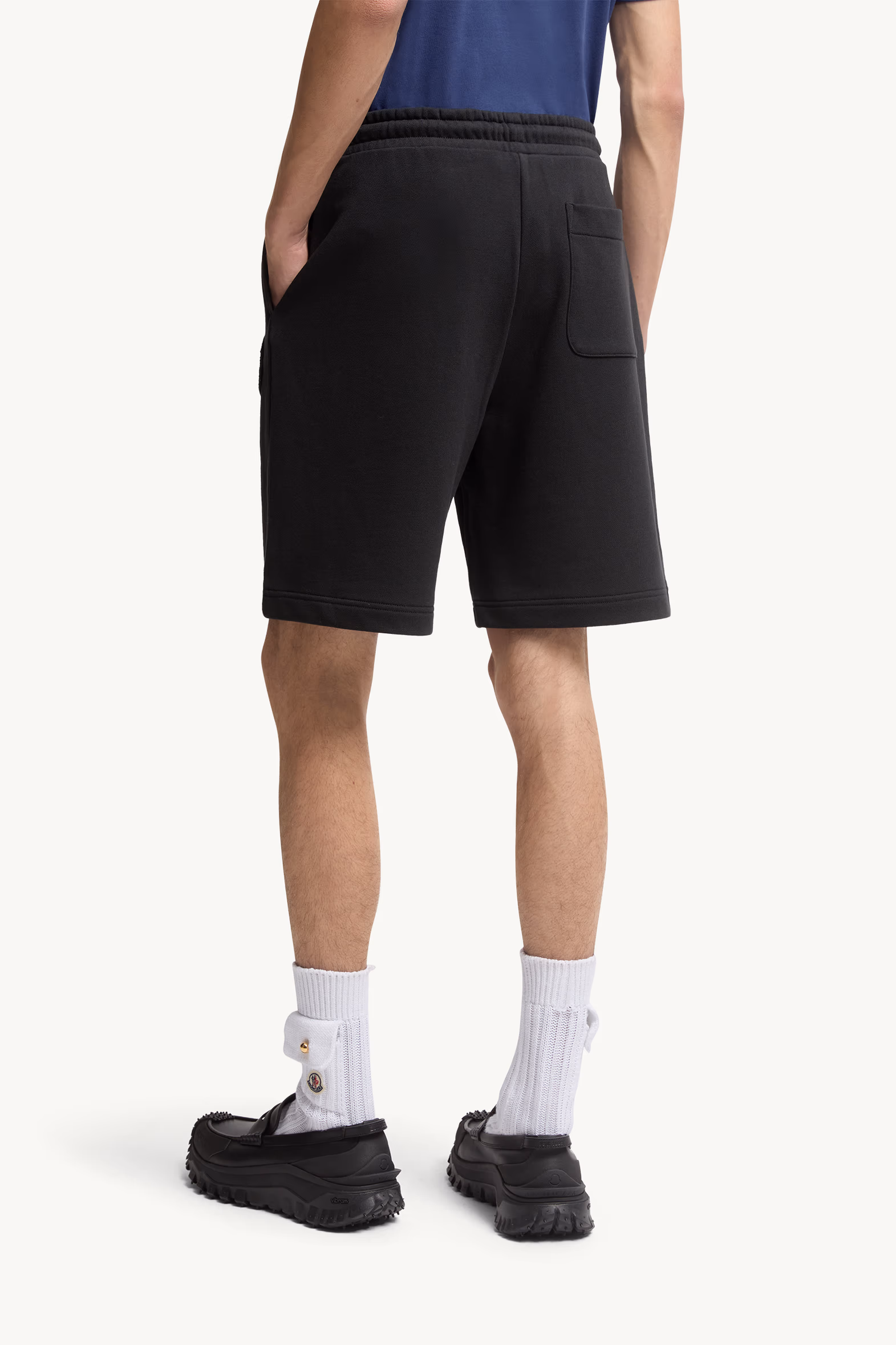 Logo Patch Cotton Shorts Men Black Moncler 5